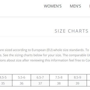 dansko children's size chart